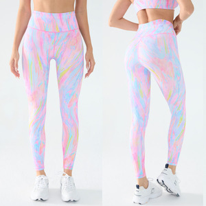 New Arrival New Style Custom Women High Waist Printed Spandex/Nylon Four-Way <b>Stretch</b> <b>Leggings</b> Workout Fitness Gym Wear Butt Yoga - Product Image 6