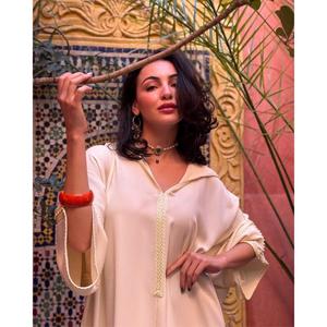 Handmade Wide Dress Featuring Large Sleeves Handmade Silk Buttons Cuffs Small Side Splits Shoulder Seam To Hem - Product Image 2