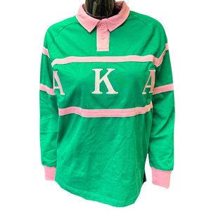 Maillot de rugby vert et rose pour femme, manches longues, style polo, jersey décontracté, haut de sport, vêtements streetwear tendance, élégant, vente en gros pour femmes - Product Image 2