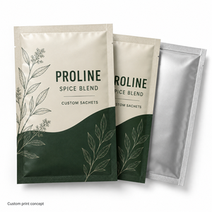 Sachets d'épices imprimés sur mesure 100x150mm en PET AL PE, scellés sur 3 côtés, pour l'emballage de poudre d'assaisonnement - Product Image 1