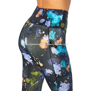 Leggings de compression personnalisés pour femmes, couleur personnalisée, sublimation, longueur cheville, 100% polyester, séchage rapide, pantalon de fitness, service OEM - Product Image 4