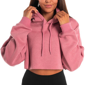 Sudaderas con Capucha Cortas Personalizadas para Mujer, Invierno, 100% Algodón, Felpa, con Serigrafía en Relieve, OEM - Product Image 1