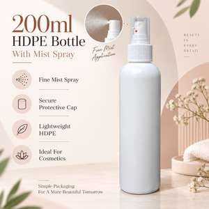 ขวดพลาสติก HDPE ขนาด 200 มล. พร้อมหัวฉีดพ่นละออง |   ขวดบรรจุภัณฑ์เครื่องสำอางแบบละอองละเอียดสำหรับผลิตภัณฑ์ดูแลผิว ดูแลเส้นผม ความงาม และการดูแลส่วนบุคคล - Product Image 5