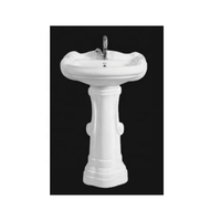 Lavabo sur pied pour hôtel, lavabo pour se laver les mains avec trop-plein, lavabo autoportant en céramique pour salle de bain, lavabo à trou unique pour hôtel, WC, salle de bain