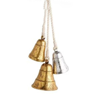 Cloches de Noël de style américain, ruban rouge et doré, en acier inoxydable, à suspendre, vierges pour sublimation, décoration festive - Product Image 3