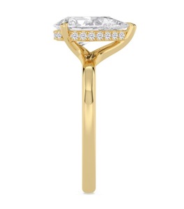 Anillo de Compromiso Clásico de Oro Rosa de 10K con Diamante Cultivado en Laboratorio de Corte Pera de 2.10 CTW y Halo Oculto - Product Image 6