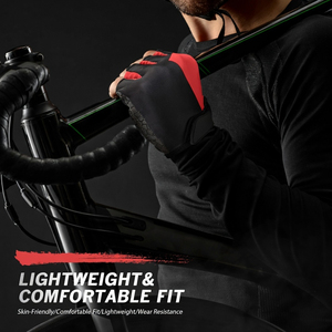 Gants de cyclisme mi-doigts de haute qualité fabriqués au Pakistan, design personnalisé, antidérapants, avec sangle de poignet réglable, imprimé élégant pour l'été - Product Image 6