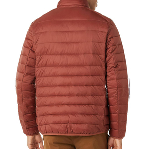 Mens Lightweight Insulated <b>Packable</b> Puffer <b>Jacket</b> with Full Zip Front and Stand Collar in Rust Red for Fall and Winter Weather - Product Image 4