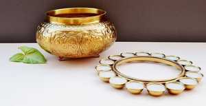 Handmade Decorative Candle Stand With Embossed Design For Religious Activities 12 <b>Cup</b> Holder, Diwali Gifting Item - Product Image 2