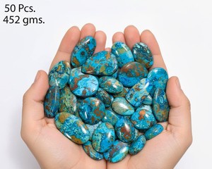 Lot de cabochons en mélange d'azurite et de chrysocolle, pierres précieuses naturelles bleu-vert polies, pierres brutes pour la fabrication de bijoux, approvisionnement en gros - Product Image 2