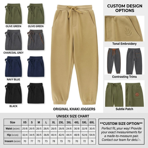 ผู้ผลิต OEM ODM กางเกงจ็อกเกอร์สีกากี เอวยางยืด มีเชือกผูก ขากางเกงแบบรัดขอบ ทรงหลวม สวมใส่สบาย กางเกงผ้าฟลีซสำหรับผู้ชายและผู้หญิง - Product Image 2