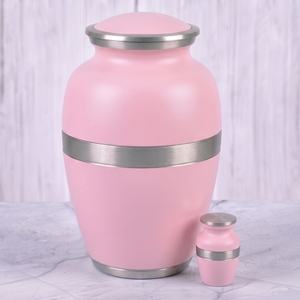 Urna Funeraria de Latón Rosa y Plateada con Acabado Mate para Cenizas Humanas, Almacenamiento Conmemorativo y Exhibición en el Hogar - Product Image 1