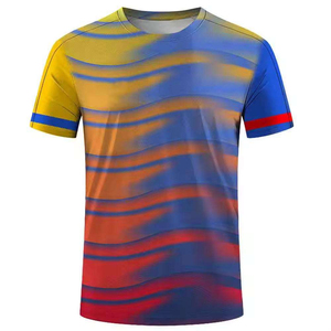 Camiseta Deportiva de Manga Corta para Hombre, con Patrón Geométrico Azul, Cuello Redondo, Secado Rápido, Tejido de Punto, Corte Regular - Product Image 4
