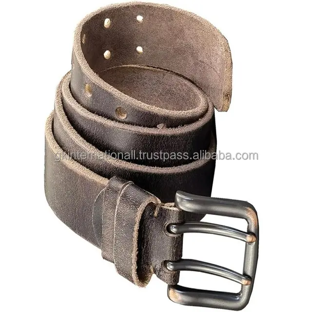Custom made Brown Textured leather casual belt for men available in all sizes & colors double prong antique brass buckle set