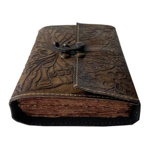 Handmade Genuine Leather <b>Journal</b> Vintage Butterfly Flower Embossed Deckle Edge Paper <b>Writing</b> Diary Office Notebook & Sketch Book - Product Image 3
