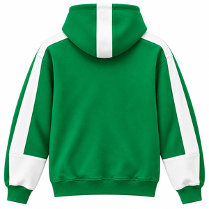 เสื้อฮู้ดดี้บล็อกสีแบบกำหนดเองสำหรับผู้ชาย สีดำขาว แขนเสื้อตัดกัน มีกระเป๋า สไตล์ลำลอง สตรีทแวร์ ผ้าฟลีซ 100% ผ้าฝ้าย ระบายอากาศได้ดี ทรงปกติ - Product Image 4