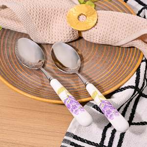 Juego de 2 cucharas de cerámica con mango de lavanda para cena, postre, sopa y té, de estilo moderno, para uso comercial en hoteles - Product Image 5