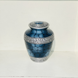 Urnes funéraires personnalisées en gros pour cendres d'adultes et humaines, urnes en métal bleu feu personnalisées en aluminium pour fournitures funéraires - Product Image 2