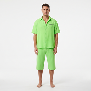 Conjunto de Camisa de Manga Corta con Botones y Pantalones Cortos Casuales para Hombre, Traje de Dos Piezas para Verano, Venta al Por Mayor Personalizada - Product Image 4