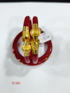 Bracelets en or massif 22 carats, couleur rouge Pola, pour femmes, bijoux de mariage traditionnels du Bengale, or pur authentique. - Product Image 3