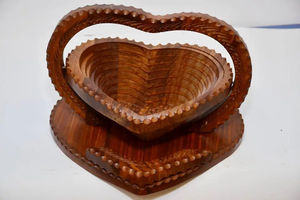 Cesta de Almacenamiento Plegable de Madera de Palisandro con Forma de Manzana, con Incrustaciones de Latón, para Frutas y Nueces, para Cocina - Product Image 4