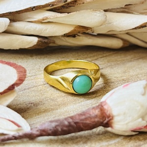 Modern Style Blue Chalcedony <b>Rings</b> Minimalist Brass <b>Ring</b> Women 18k Gold Plated Signet Style <b>Dainty</b> <b>Ring</b> For Wholesale/OEM/ODM - Product Image 1