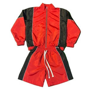 Custom Logo Print Two Piece Windbreaker Short <b>Jacket</b> Patchwork <b>Zip</b> <b>up</b> Nylon Polyester Streetwear Tracksuit Windbreaker Short Set - Product Image 4