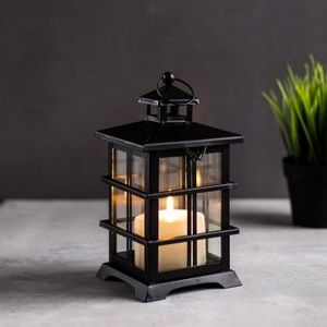 Elegant metal <b>candle</b> lantern with clear glass panels ideal for romantic lighting <b>dinner</b> decor and special occasions - Product Image 4