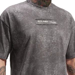 Camiseta personalizada para hombre con lavado ácido 100% algodón hombro caído Vintage de talla grande transpirable Jersey estilo casual camisas - Product Image 5