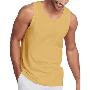 Men's Solid Color Knitted O-Neck <b>Tank</b> <b>Top</b> Casual Style <b>Yellow</b> Sleeveless <b>Top</b> - Product Image 1