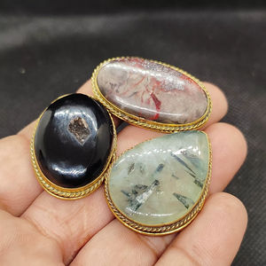 Meilleures ventes : Cabochons en laiton rainuré avec pierres précieuses mélangées, pierres de guérison en cristal, nouvelle arrivée, vente en gros - Product Image 6