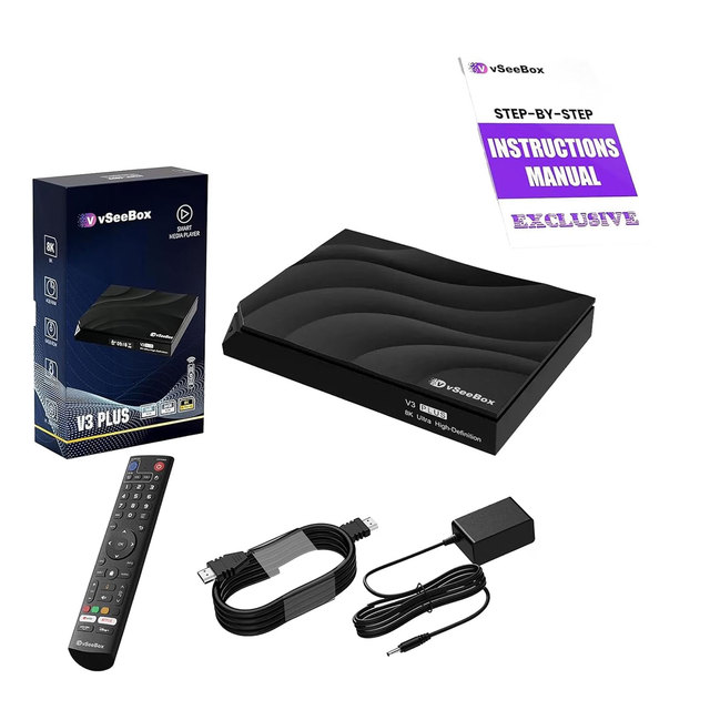 Smart TV Box VseeBox V3 Plus 4K Amlogic S905Y4 Android 11 4GB RAM 64GB Storage Free BT 5.0 Remote Streaming Player