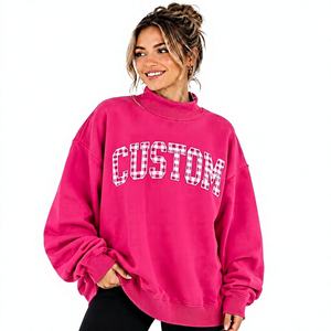 Sweat-shirt personnalisé à col montant tricoté respirant pour femme, toutes saisons, écoresponsable, coupe oversize, décontracté, en polyester/coton - Product Image 1