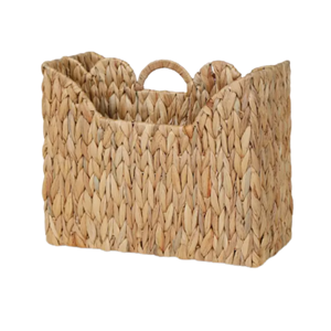 Handwoven Water Hyacinth <b>File</b> Basket, Split <b>Storage</b> Basket with Handles, Newspaper & Book Holder For Home & Office From Vietnam - Product Image 1