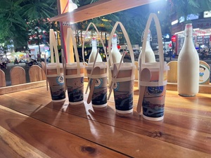 Palm Leaf Drink Carrier with Handle & Disposable Eco Coffee <b>Cup</b> Sleeve & Sustainable for Beverage Packaging - Product Image 2