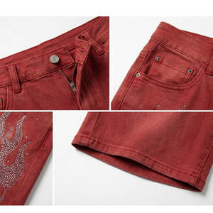 ผู้ผลิตกางเกงยีนส์ขาสั้นคริสตัลแบบกำหนดเอง บริการพิมพ์ป้ายโลโก้เต็มรูปแบบและบริการผลิตสินค้าเฉพาะทาง - Product Image 4