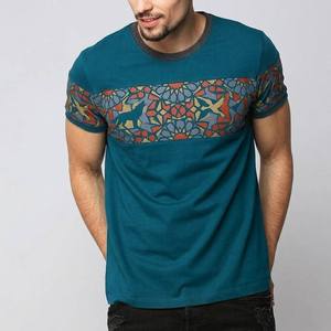 เสื้อยืดผู้ชายลายกราฟิกสีเขียวอมฟ้า แขนสั้น คอกลม ผ้าฝ้ายนุ่ม สวมใส่สบายทุกวัน แฟชั่นทันสมัย - Product Image 1