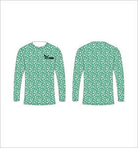 Maillot de sport personnalisé à manches longues en sublimation, léger, avec motif à pois verts et blancs, fournisseur de vêtements en gros - Product Image 1