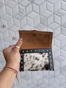 Hand <b>Tooled</b> Carving Western Hair on Hide Fur <b>Leather</b> Small Wristlet Coin Purse Multi Uses Mini Wallet for Women Western Gifts - Product Image 5