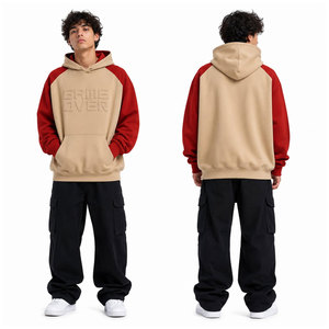 Sudadera con Capucha Extra Grande para Hombre, Manga Raglán, Logotipo Game Over en Relieve, Felpa Francesa, Estilo Casual de Otoño - Product Image 6