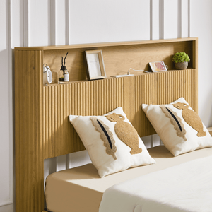 Letto Matrimoniale Extra Lungo (Full XL) con Design Rustico, Testiera con Contenitore, Stazione di Ricarica Integrata, Linee Ondulate e Apertura Silenziosa - Product Image 4
