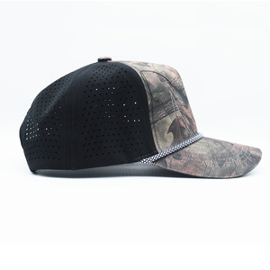 Mesh Baseball <b>Cap</b> With Rope Trim Breathable <b>Waterproof</b> Outdoor Casual Hat For Adults 6-Panel Fitted Style - Product Image 4