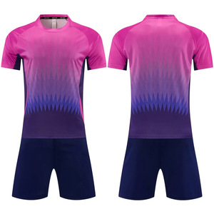 Conjunto de Uniforme de Fútbol para Hombre, Cuello en V, Degradado Azul y Rosa, Manga Corta, Poliéster que Absorbe la Humedad, para Adultos, Todas las Temporadas - Product Image 5