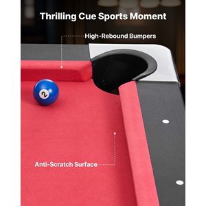 Tavolo da Biliardo Portatile da 6 Piedi con Piedini Regolabili, Tavolo da Gioco Stabile con Porta Stecche e Palline Inclusi - Product Image 3