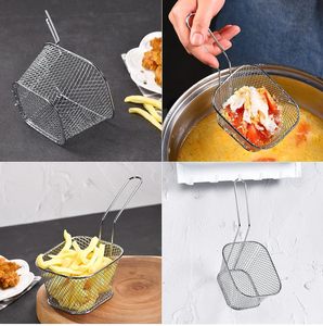 Best Wholesale Seller Stainless Steel Serving Baskets Handle French Fries Potato Chips Momos-Fried Food Snack Metal Material - Product Image 5