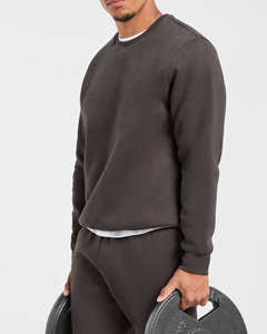 Ensemble de survêtement homme 2 pièces en coton épais, pull et pantalon de jogging personnalisés de haute qualité, couleur anthracite - Product Image 2