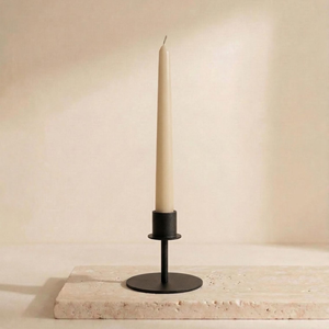Short Small <b>Black</b> Metal Taper Candle <b>Holder</b> Minimal Modern Decor Compact Tabletop <b>Candlestick</b> Stand Contemporary - Product Image 1