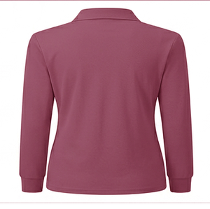 Polo de golf pour femme, manches longues, col uni, coupe contemporaine, tendance, vêtements de créateur, longueur normale, style normcore - Product Image 2