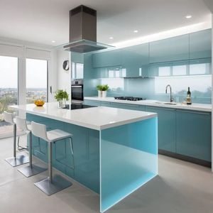 Mueble Base de Cocina Modular de Madera Moderna con Puertas de MDF/Tablero de Partículas, Juego de Cocina Impermeable con Acabado de Alto Brillo - Product Image 1