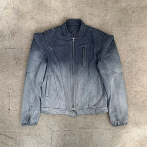 Abrigo vaquero informal vintage de otoño-invierno para hombre, 100% algodón, efecto desgastado por el sol, con cinturón y cuello alto, cremallera, estilo urbano, OEM - Product Image 4